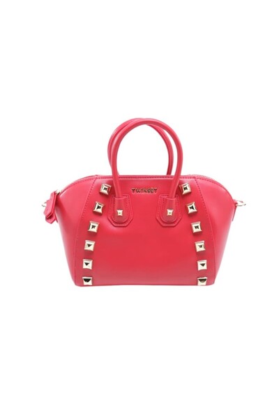 TWINSET Milano faux leather crossbody bag with double handle and detachable s...