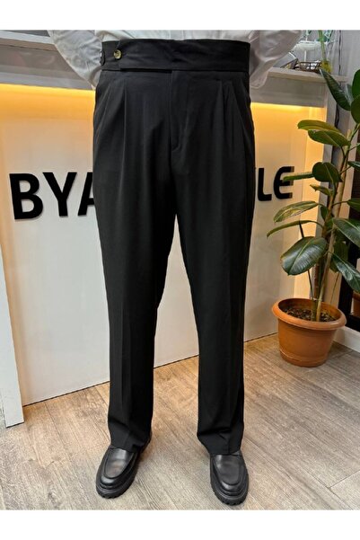 BYATA MENS STYLE Men's Italian Cut High Waist Fabric Trousers