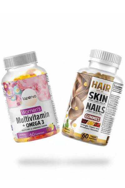 Laperva Beauty Combo Hair, Skin, & Nails Gummies + Women’s Multivitamin + Omega-3 60 Gummies Each