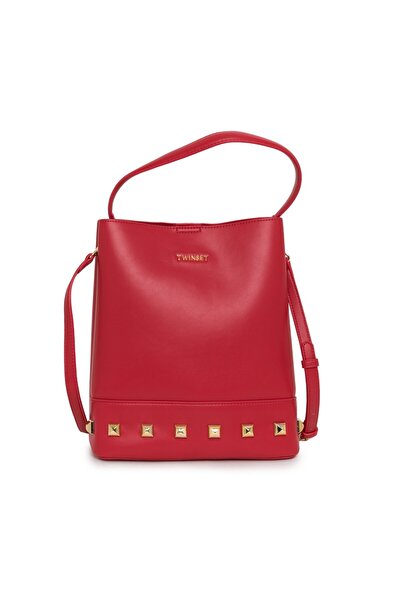 TWINSET Geantă de mână din piele cu mâner și curea detașabilă, închidere magnetică, Milano