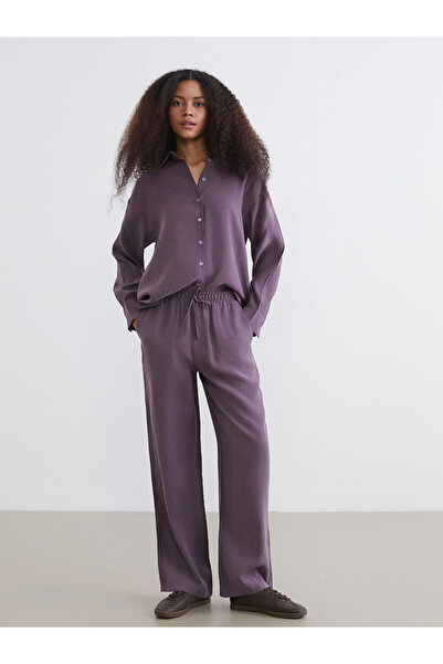 LC Waikiki Mürdüm Beli Lastikli Modal Karışımlı Kadın Pantolon