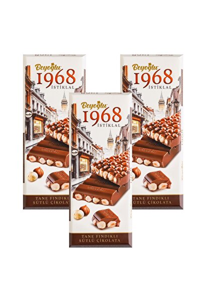 Beyoğlu 1968 İstiklal Tane Fındıklı Sütlü Çikolata 170 gr x 3 Adet