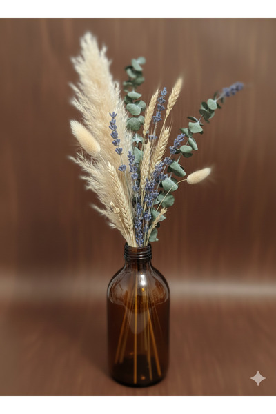 BÜYÜLÜ HOME مزهرية زجاجية للزهور الجافة - مزهرية صغيرة (الزهور غير متضمنة)