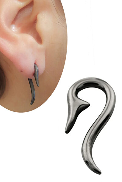 Cadının Dükkanı Füme Renk Spiral Tünel Model 316L Cerrahi Çelik Lobe Piercing