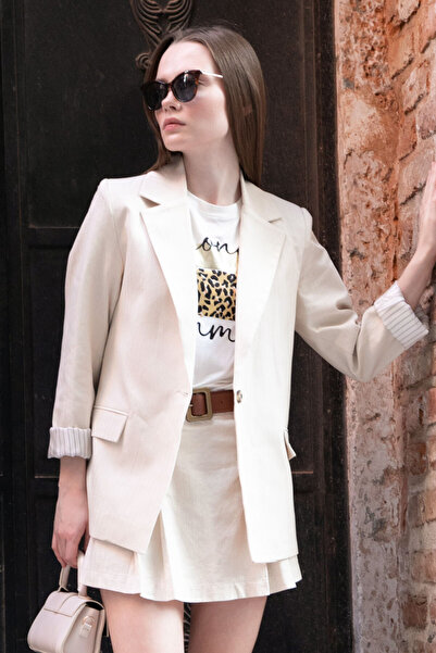 BARRELS AND OIL Double Pocket Linen Jacket - Natural