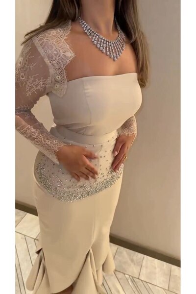 berlanty "Elegance" evening dress with a mermaid silhouette and luxurious crystal embroidery