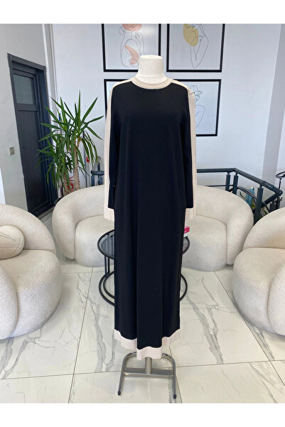 Nuss omzu çizgili elbise