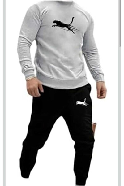 özcstore بدلة رياضية بياقة دائرية مطبوعة بنقشة النمر للرجال والنساء