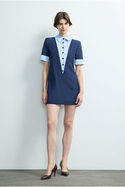 Love My Body Moda Tutkusu Gömlek Yakalı Kısa Kollu Elbise