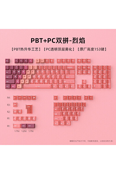 silabor Klavye Keycaps Tuş Başlıkları, 153 Tuş, PBT Boya Süblimasyonlu PC Mek...