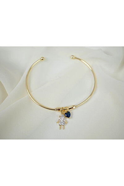 ATELİER TUĞBA سوار رفيع للأولاد بتصميم قلب باللون الأزرق الداكن BLK107