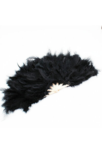 BÜYÜTEÇ KINA EVİ Siyah Tüylü Gelin Yelpaze Kına Düğün Tüylü Yelpaze Büyük Boy...