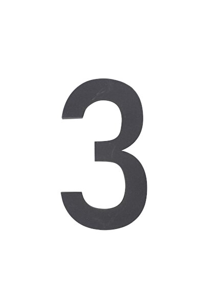 LUCAS Număr de casă metalic pentru ușă/poartă, modern 3D, interior/exterior, cifră "3", 12,5x2 cm, antracit închis