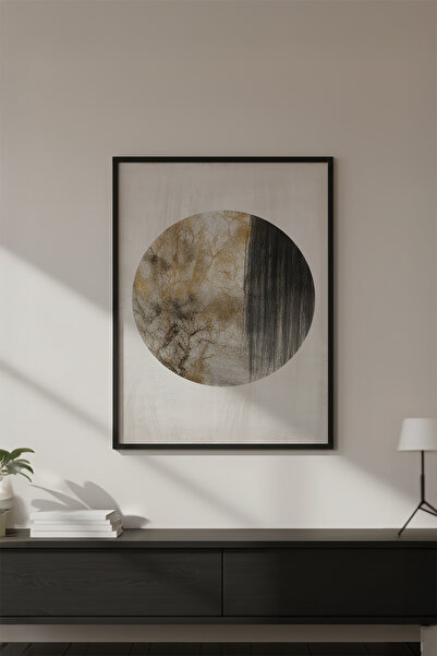 huhuli Ahşap Siyah Çerçeveli Wabi Sabi Koleksiyon Tablo Huhu738