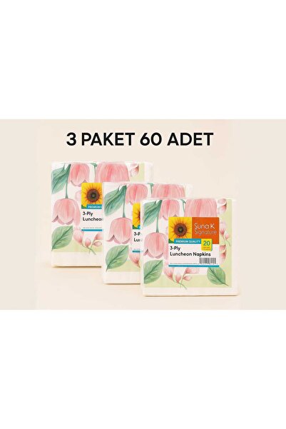 SUNA K 3 Paket Kağıt Sunumlu Desenli Peçete