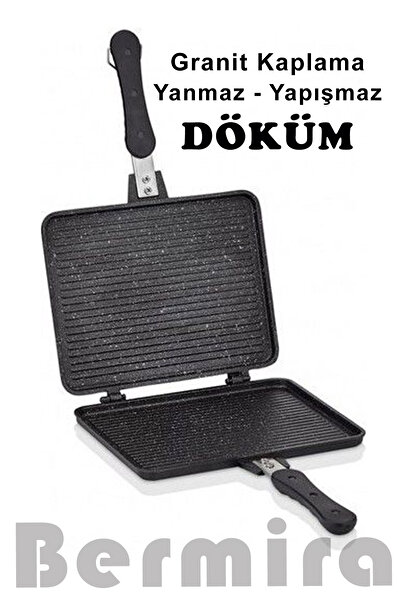 BERMİRA Home Collection Granit Döküm Ocak Üstü El Tost Makinesi Granit Kaplam...
