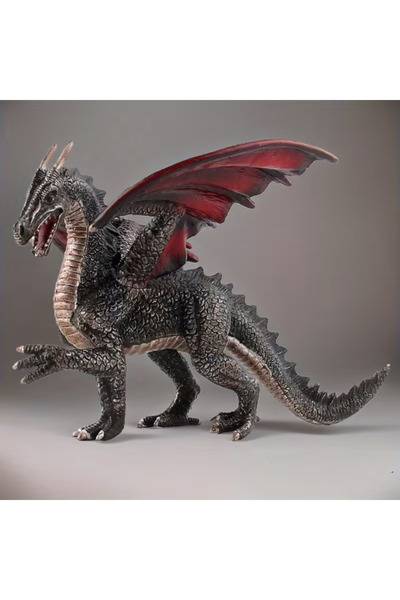 Shem Ejderha Figür 18 Cm Uzun PVC - Kırmızı Kanatlı