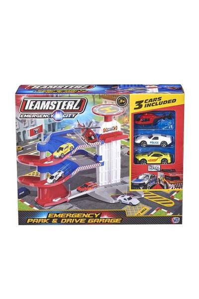 Generic Team Steers Emergency City Park Playset + 3 Cars and Parking