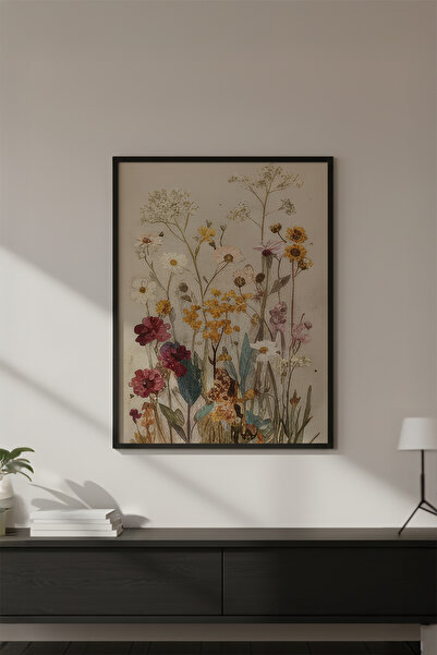 huhuli Ahşap Siyah Çerçeveli Wabi Sabi Koleksiyon Tablo Huhu752