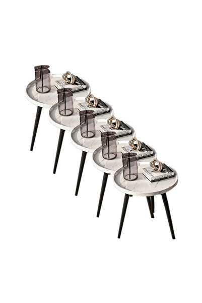 First Integrated 5-piece round coffee and serving tables package