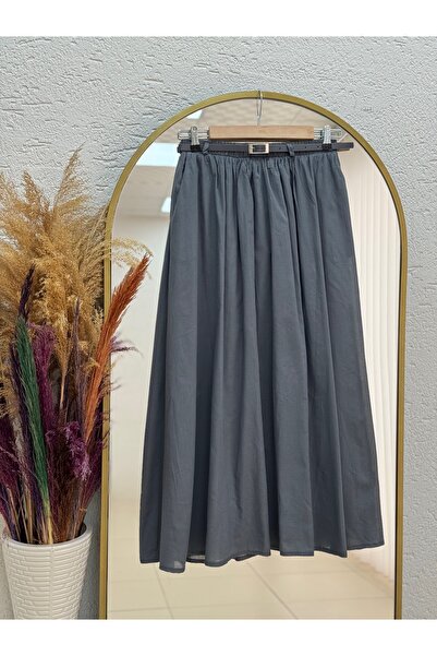 MİHRA STORE Fusta din voal cu centură Bilge Büzgülü-EK747 Antracit
