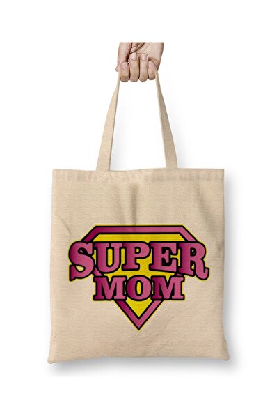 Toyaso Supermom Superanne Τσάντα για την Ημέρα της Μητέρας Λευκή υφασμάτινη τ...