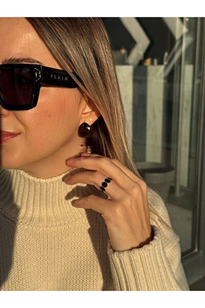 Çelik 25 mm Siyah Taşlı Damla Model Küpe