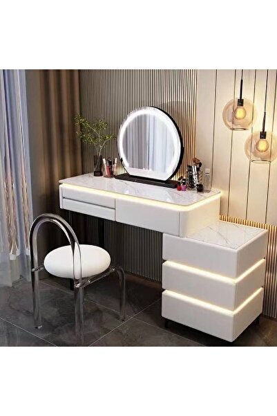 NKX طاولة زينة ذكية أنيقة وفعالة لمساحات المعيشة المعاصرة مع مرآة LED