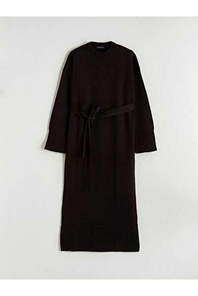 LC Waikiki Black bicycle collar belted knitwear dress from patenth