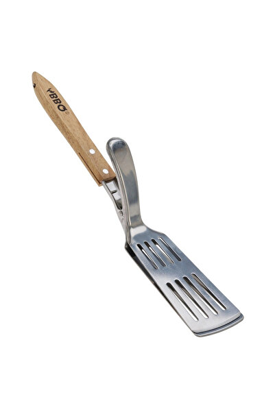 BBQ clește-spatulă, oțel inoxidabil/lemn, 40 cm, argintiu/maro