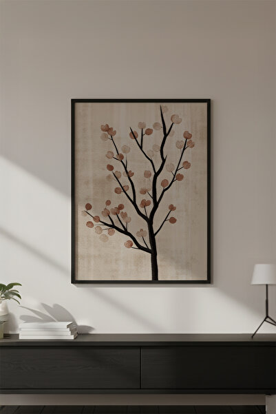 huhuli Ahşap Siyah Çerçeveli Wabi Sabi Koleksiyon Tablo Huhu737