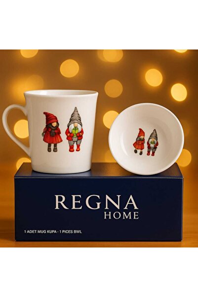 REGNA HOME طقم هدايا من قطعتين من أكواب البورسلين (300 سم مكعب) وأوعية بتصميم...