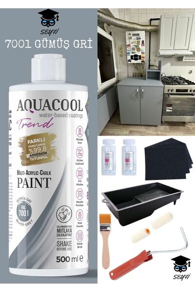 Aquacool Trend kendiliğinden vernikli çelik ahşap kapı beyaz eşya mutfak dolabı fayans petek metal boya 500 ml set
