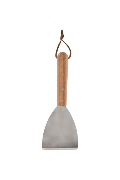 BBQ spatulă, oțel inoxidabil/lemn, 27x10 cm, argintiu/maro