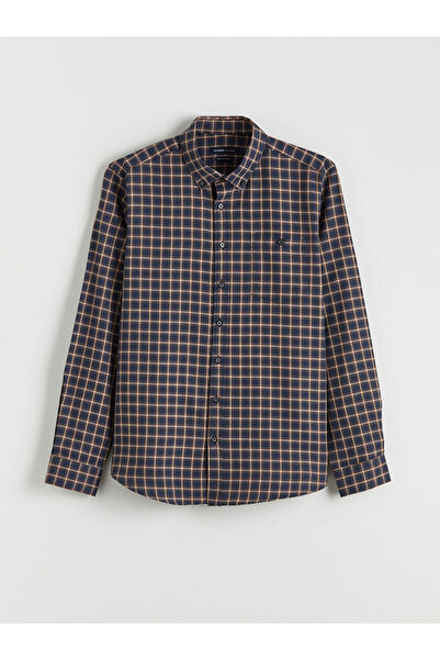 LC Waikiki Brown Regular Fit Plaid Gabardine Men's Shirt from Plus-Store