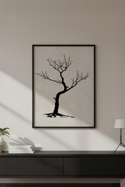 huhuli Ahşap Siyah Çerçeveli Wabi Sabi Koleksiyon Tablo Huhu733