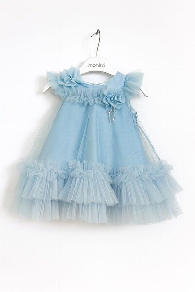 Miss Hely Girls Kids KIZ BEBEK 3208 TAŞ ÇİÇEK BROŞLU ABİYE GKMH0030