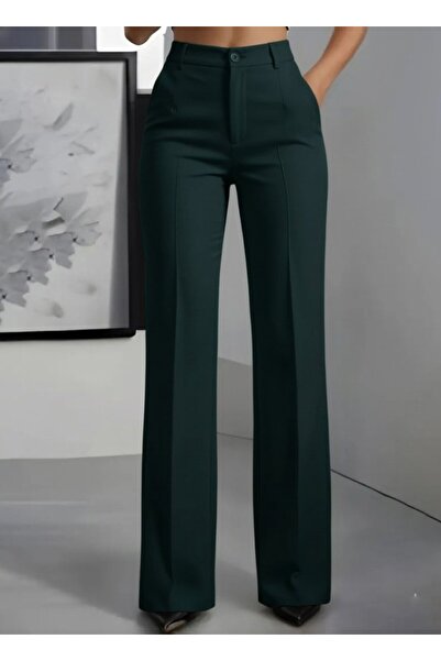 Kanonik Education Women's High Waist Imported Crepe Trousers with Pockets