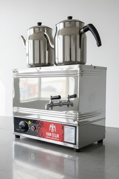 Han Çelik Çift Demlikli Elektrikli Çay Kazanı - 2 Demlik Hediyeli Çay Makinesi