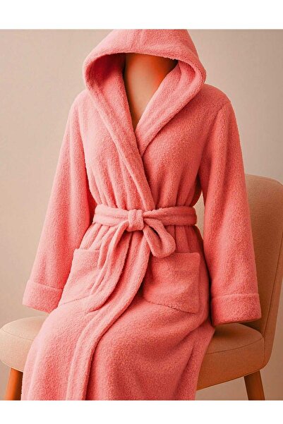 OEM Hooded fluffy cocolino bathrobe, pink, size M/L Coray