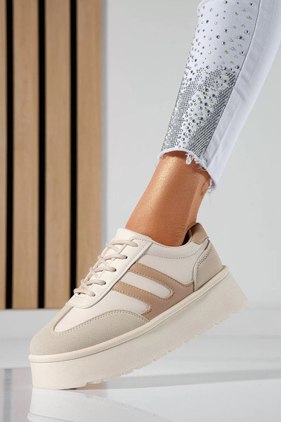 Zaira Μπεζ γυναικεία πάνινα παπούτσια από οικολογικό δέρμα Lola #21192