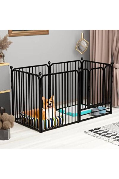 NKX قفص فاخر مفتوح قابل للطي للحيوانات الأليفة مع باب وسياج مكون من 6 قطع