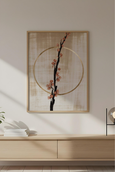 huhuli Ahşap Çerçeveli Wabi Sabi Koleksiyon Tablo Huhu739