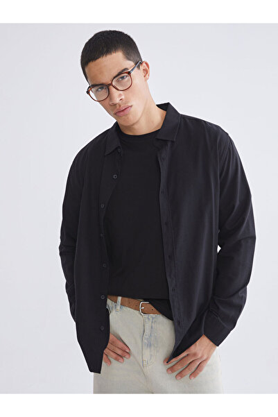 LC Waikiki Cămașă pentru bărbați XSIDESiyah Regular Fit Gabardine