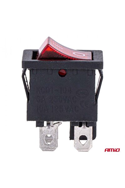 AMIO Întrerupător basculant iluminat roșu 6A 250V AMIO-04439