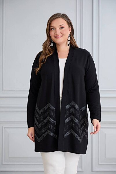 wearon tekstil سترة نسائية من قماش الكريستال مع تفاصيل حجرية عالية الجودة مقاس كبير