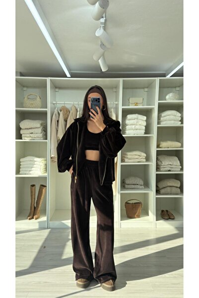 LUUNA STORE ELORİA 3'LÜ KADİFE TAKIM - KAHVE