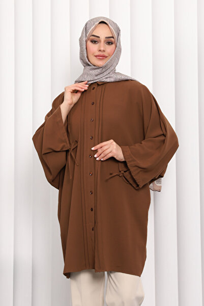 İmajButik Brown Batwing Sleeve Linda Tunic