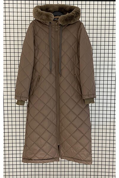 Armine Fur Detailed Inflatable Coat with Hood