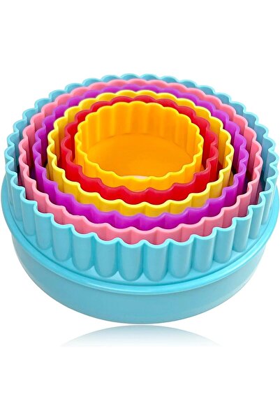 Generic Double-sided biscuit and cookie cutters, multi-sized for cutting cakes, random color (round shape, 6 pieces)